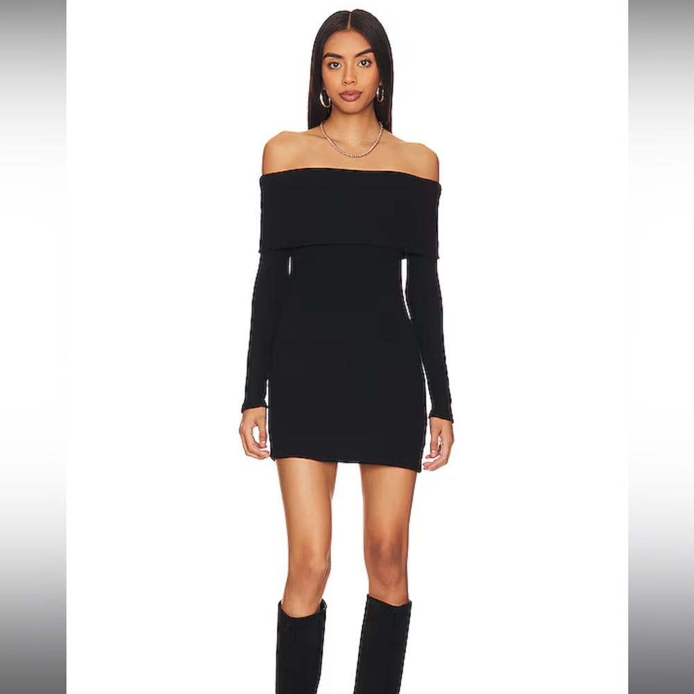 NWT L’Agence REVOLVE Off-Shoulder Black Knit Dress